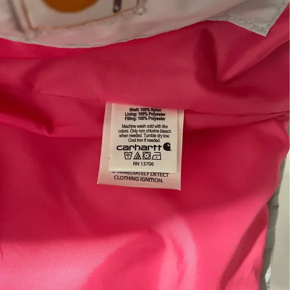 Carhartt Light Gray Jacket with Bright Pink Interior Size M 10/12 - Picture 4 of 9